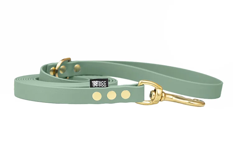 smycz-miejska-sage-green-mosiezne-sprezynowy-biothane-accdog-750 ACC biothane city leash sage green with brass fittings