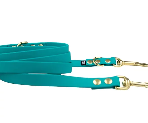 ACC biothane Multi-Clip leash azure sea with brass fittings
