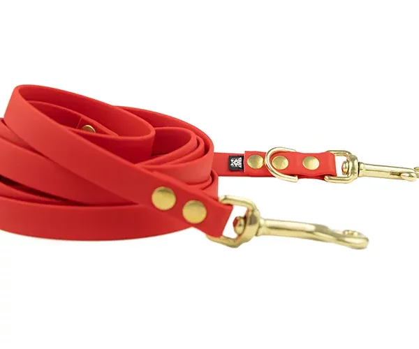 ACC biothane Multi-Clip leash classic red with brass fittings