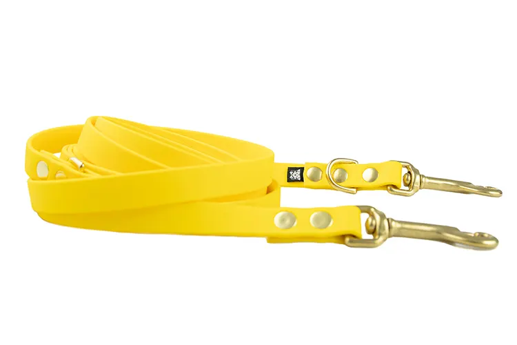 smycz-przepinana-yellow-mosiezne-sprezynowy-biothane-accdog ACC biothane Multi-Clip yellow with brass fittings